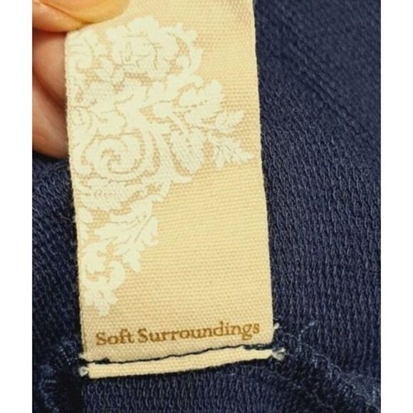 Soft Surroundings S Navy Blue Long Sleeve "Mills" Hoodie Kangaroo Pocket Tunic - Picture 6 of 7